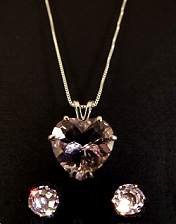 brazilian amethyst, heart pendant, cubic zirconium, cz, crystal, sterling silver, mount, tiffany, earrings, swarovski crystal