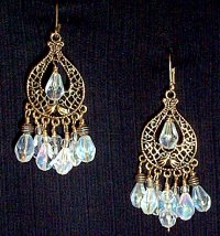 cubic zirconium, cz, Bavarian Arouraborealis, crystal, pendant, earrings, teardrops, czech glass tube, gold tone, rondelles