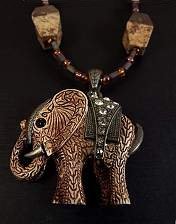necklace, handmade, custom jewelry, bracelet, earrings, pendant, soapstone, african elephant necklace, czech glass, jet, toggle closure