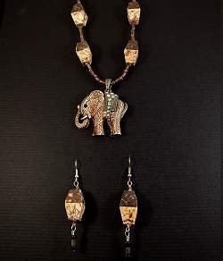 necklace, handmade, custom jewelry, bracelet, earrings, pendant, soapstone, african elephant necklace, czech glass, jet, toggle closure