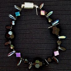 necklace, handmade, custom jewelry, bracelet, earrings, pendant, black, spinel, sterling silver, black jet, magic crystals, seed beads, czech glass, bugle, dagger beads
