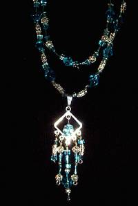 necklace, handmade, custom jewelry, bracelet, earrings, pendant, sky blue topaz, sterling silver, bicones, strands, beads,czech glass, silvertone