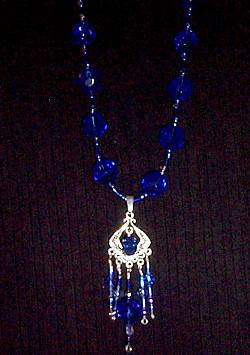 genuine, gemstones, midnight blue, necklace, sterling silver, blue spinel, sterling silver, mount, bavarian crystals,silvertone pendant, magnetic closure