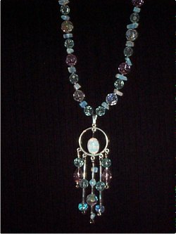 genuine, gemstones, handmade, necklace, sterling silver, sterling silver, mount, bavarian crystals, silvertone pendant, pendant