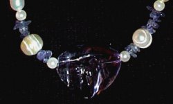 necklace, handmade, custom jewelry, bracelet, tanzanite, pendant, cultured pearls, freshwater pearls, acrylic ice, silvertone, magnetic closure