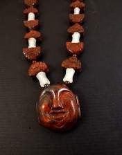 necklace, handmade, custom jewelry, bracelet, earrings, pendant, carved buddah, breeciated jasper pendant, light jade bamboo beads, magnetic closure
