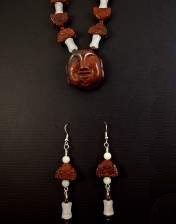 necklace, handmade, custom jewelry, bracelet, earrings, pendant, carved buddah, breeciated jasper pendant, light jade bamboo beads, magnetic closure