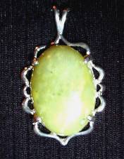 necklace, handmade, custom jewelry, lime green,, brookwood, oval, flat, pendant, sterling silver, mount, toggle closure