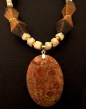 necklace, handmade, custom jewelry, bracelet, earrings, pendant,cow shell, soapstone focal beads, pink flowerstone pendant, toggle closure