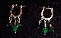necklace, handmade, custom jewelry, earrings, pendant, malachite cabochon, 14x10mm, silvertone mount, Czech glass sead beads, fancy toggle closure