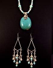 turquoise unicorn necklace and earring set